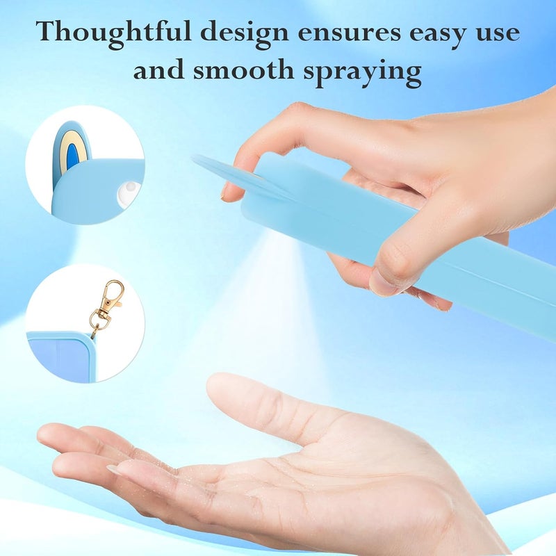 KCMOSGI 3 Pack Protective Silicone Case for Touchland Hand Sanitizer With Keychain(Fit for 1 FL OZ/30 mL Ver), Cute Ears Case Keychain(White, Pink, Blue) - Image 4